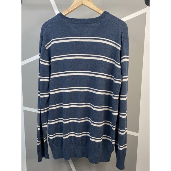 LL Bean V-Neck Striped Sweater Mens SZ XL Reg Cashmere Blend Long Sleeve 288662 - Picture 2 of 12
